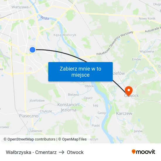 Wałbrzyska - Cmentarz to Otwock map