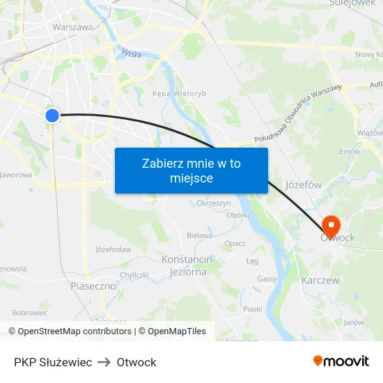 PKP Służewiec to Otwock map
