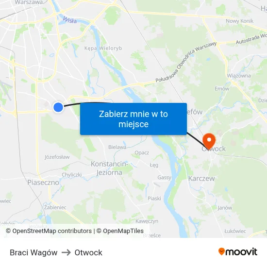 Braci Wagów to Otwock map