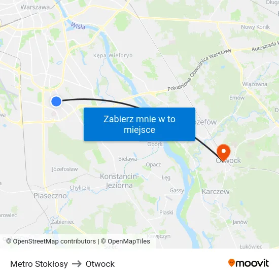 Metro Stokłosy to Otwock map
