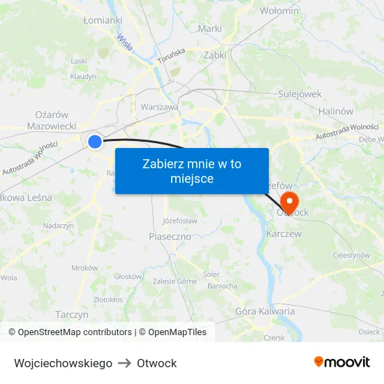 Wojciechowskiego to Otwock map