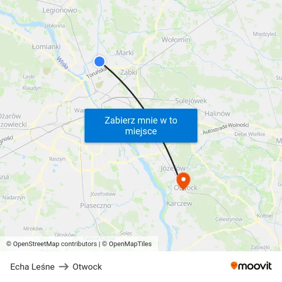 Echa Leśne to Otwock map