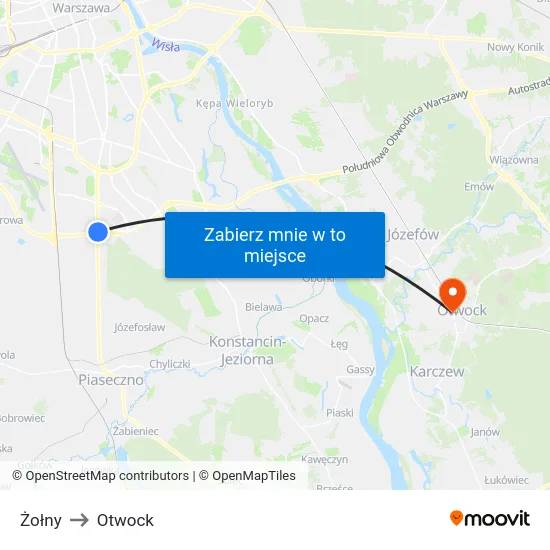 Żołny to Otwock map