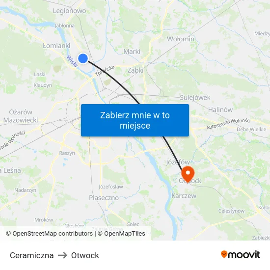 Ceramiczna to Otwock map