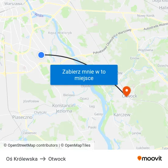 Oś Królewska to Otwock map