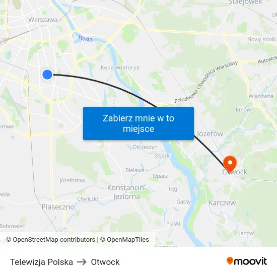 Telewizja Polska to Otwock map