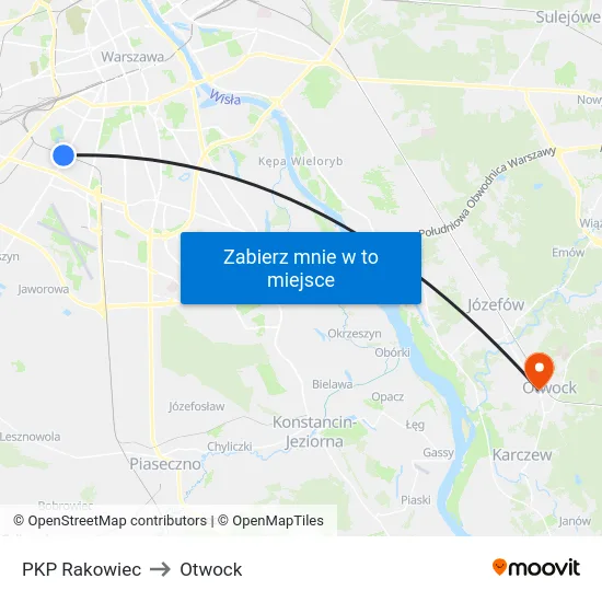 PKP Rakowiec to Otwock map