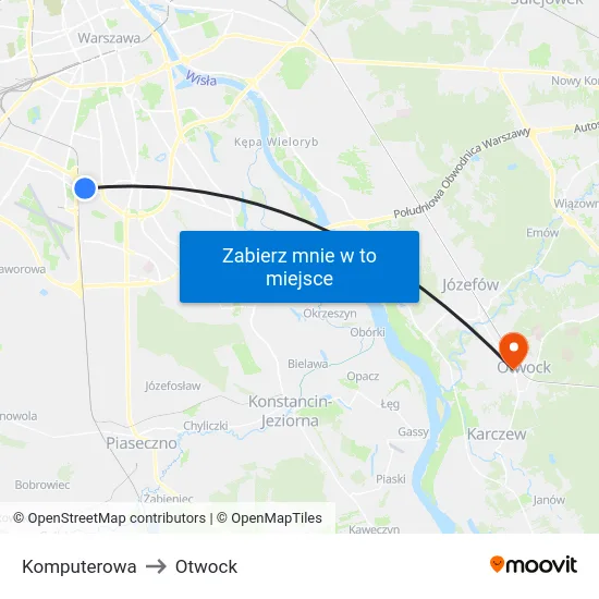 Komputerowa to Otwock map