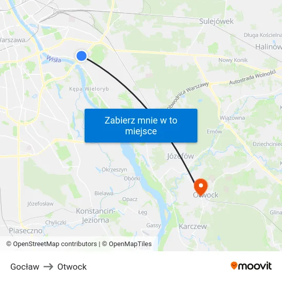 Gocław to Otwock map