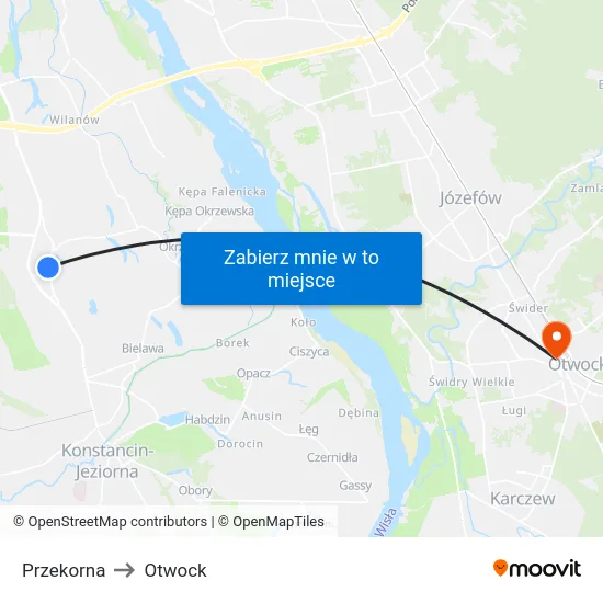 Przekorna to Otwock map