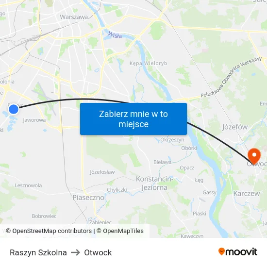 Raszyn Szkolna to Otwock map