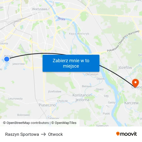Raszyn Sportowa to Otwock map