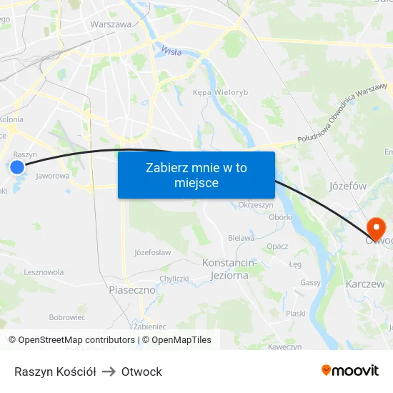 Raszyn Kościół to Otwock map