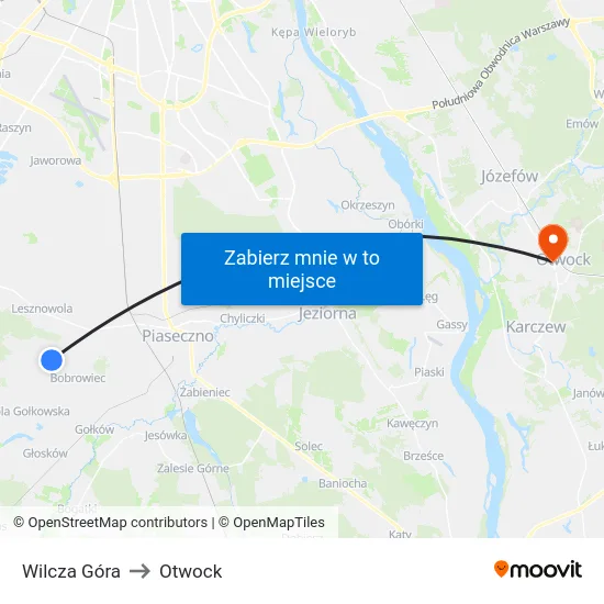 Wilcza Góra to Otwock map