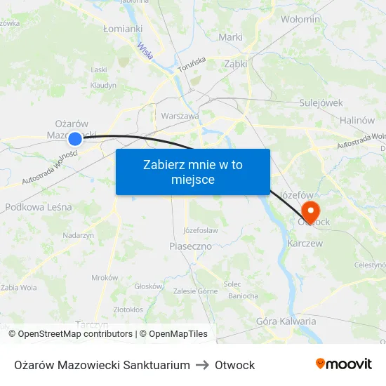 Ożarów Mazowiecki Sanktuarium to Otwock map