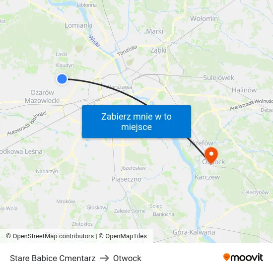 Stare Babice Cmentarz to Otwock map