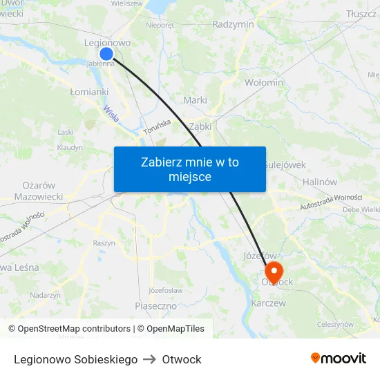 Legionowo Sobieskiego to Otwock map