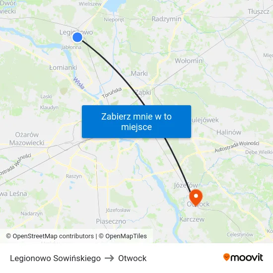 Legionowo Sowińskiego to Otwock map