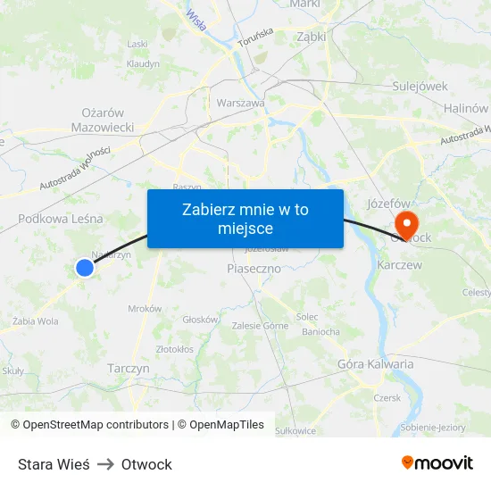 Stara Wieś to Otwock map