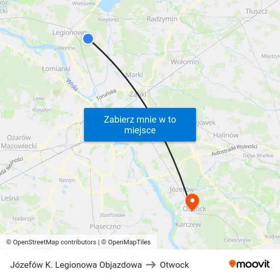 Józefów K. Legionowa Objazdowa to Otwock map