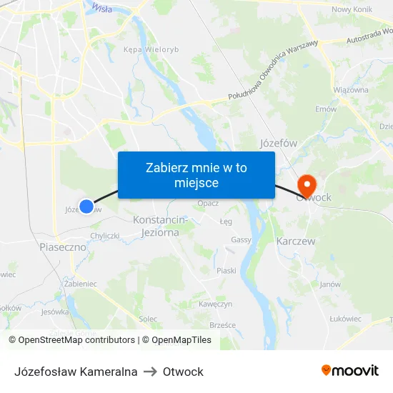 Józefosław Kameralna to Otwock map
