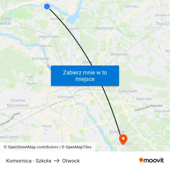 Komornica - Szkoła to Otwock map