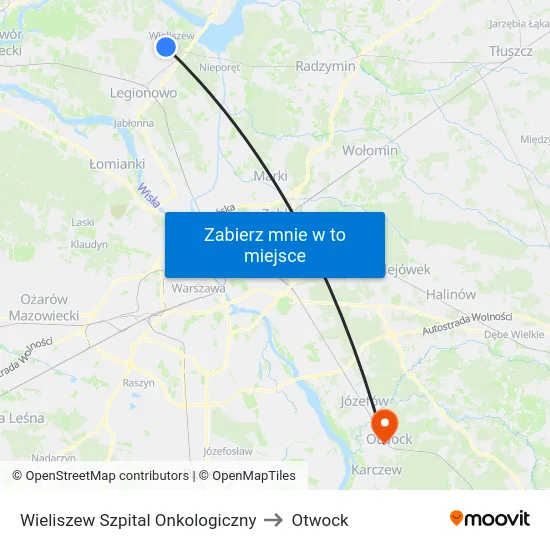 Wieliszew Szpital Onkologiczny to Otwock map