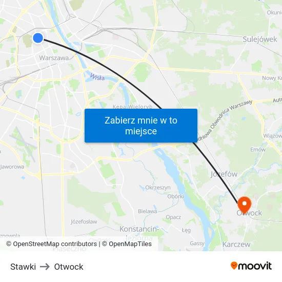 Stawki to Otwock map