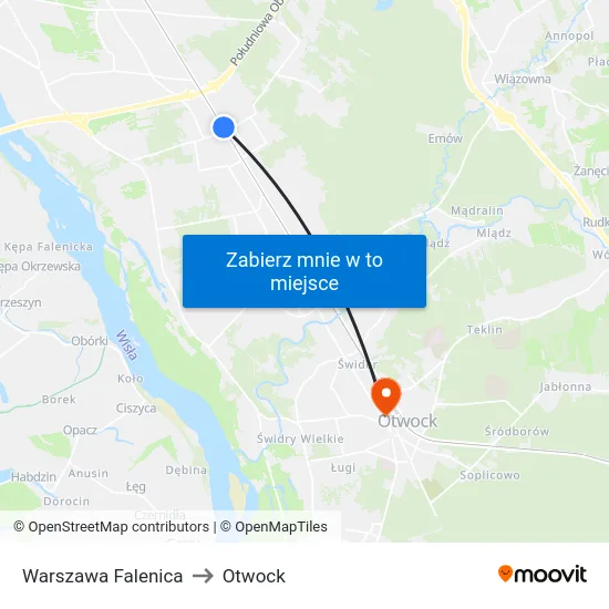 Warszawa Falenica to Otwock map