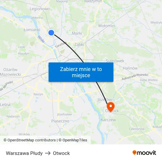 Warszawa Płudy to Otwock map