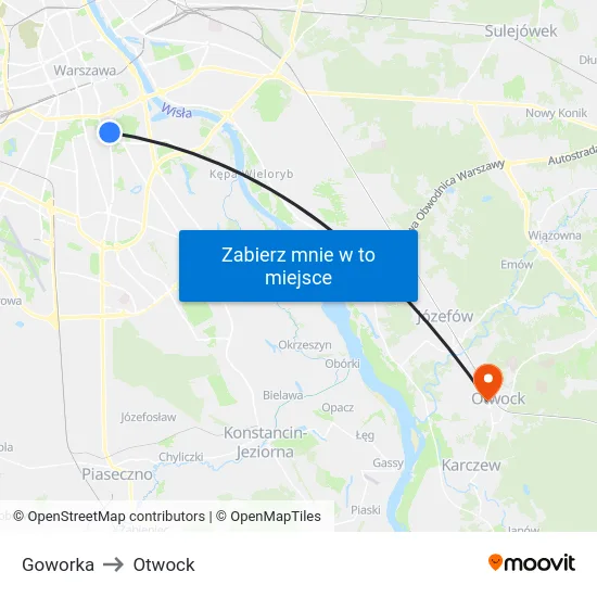 Goworka to Otwock map