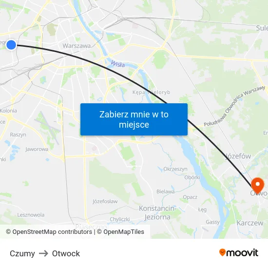 Czumy to Otwock map