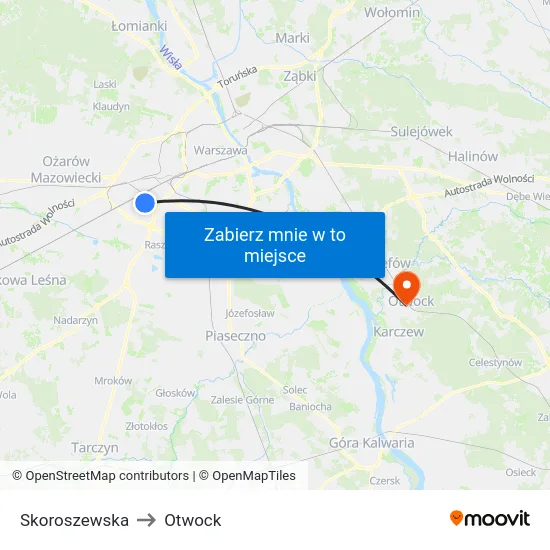 Skoroszewska to Otwock map