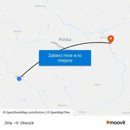Orla to Otwock map