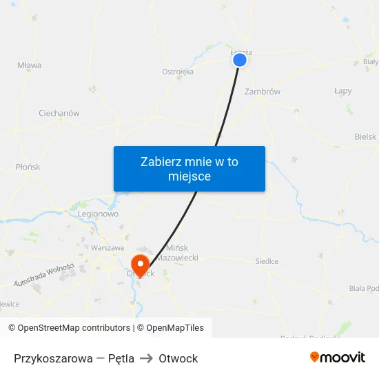 Przykoszarowa — Pętla to Otwock map