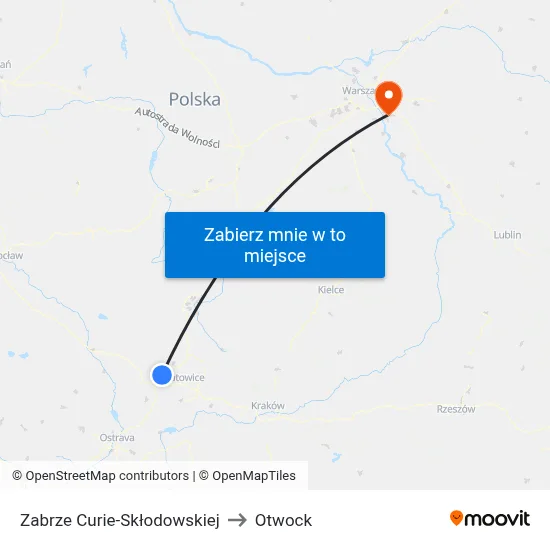 Zabrze Curie-Skłodowskiej to Otwock map