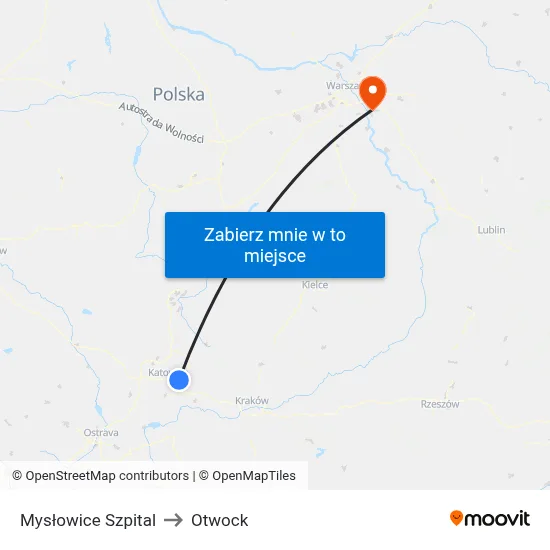 Mysłowice Szpital to Otwock map