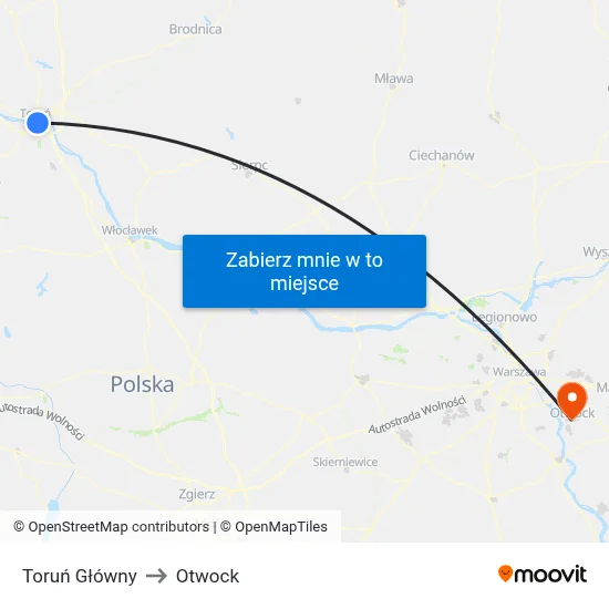 Toruń Główny to Otwock map