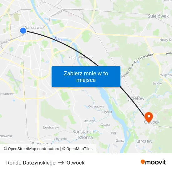 Rondo Daszyńskiego to Otwock map