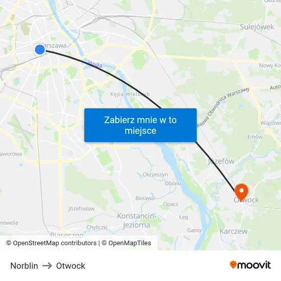 Norblin to Otwock map