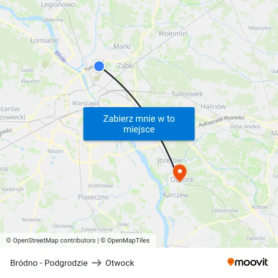 Bródno - Podgrodzie to Otwock map