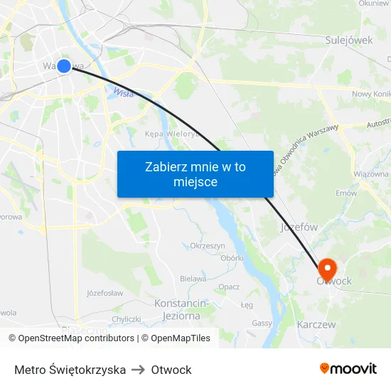 Metro Świętokrzyska to Otwock map