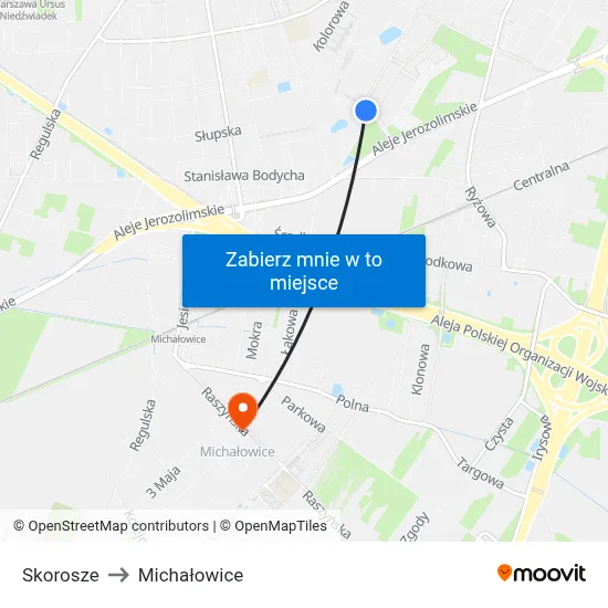 Skorosze to Michałowice map