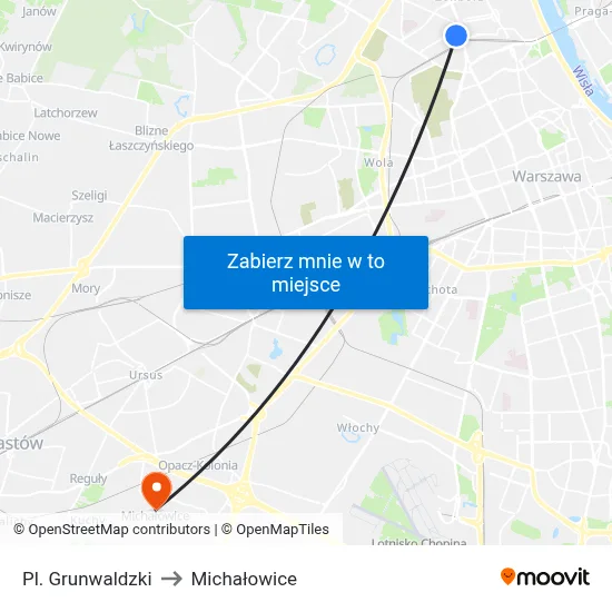 Pl. Grunwaldzki to Michałowice map