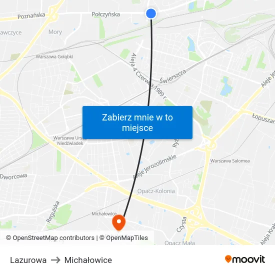 Lazurowa to Michałowice map
