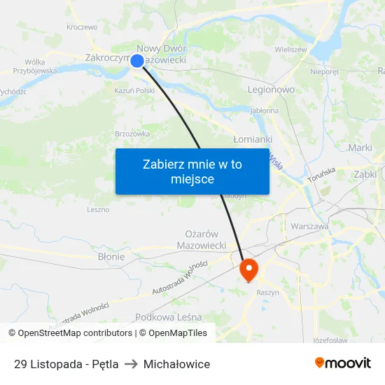 29 Listopada - Pętla to Michałowice map