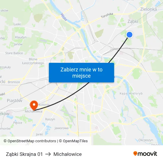 Ząbki Skrajna 01 to Michałowice map