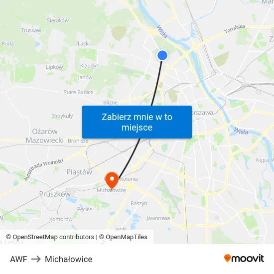 AWF to Michałowice map