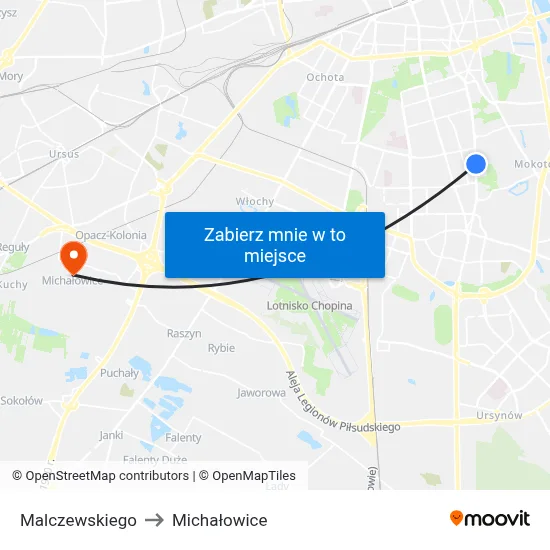 Malczewskiego to Michałowice map