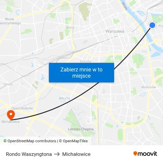 Rondo Waszyngtona to Michałowice map